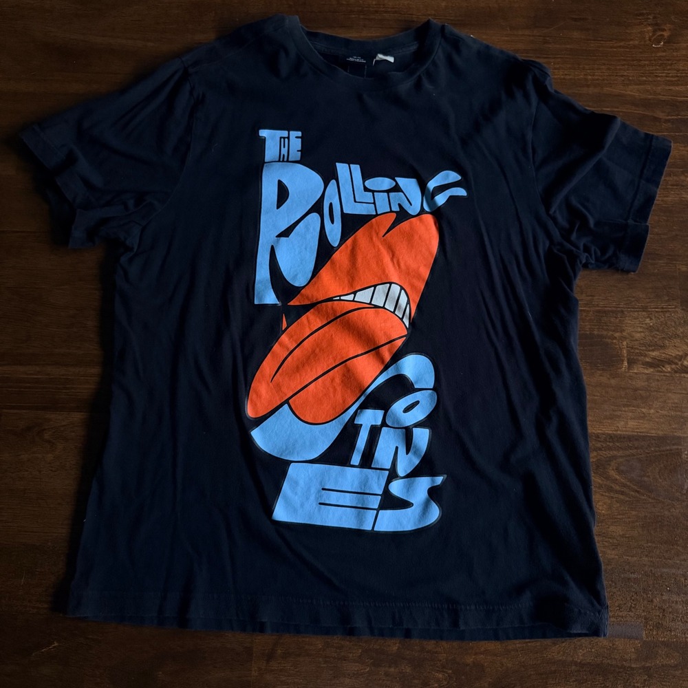 H&M The Rolling Stones Graphic T-Shirt Black Regular Fit Large Band Tee